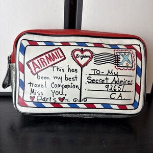 Brighton Secret Admirer Airmail Retired Leather Cosmetic Makeup Case NWOT